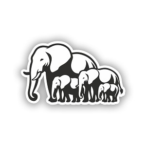 Mother and Baby Elephants Family  Precision Cut Decal