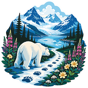 Glacier Bear Paw Trail  Precision Cut Decal